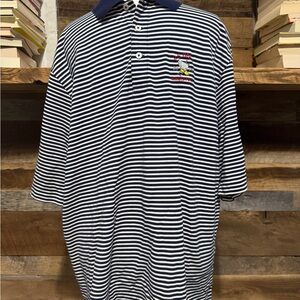 US Open 2006 Winged Foot Polo Golf by Ralph Lauren Navy Striped Collar Polo